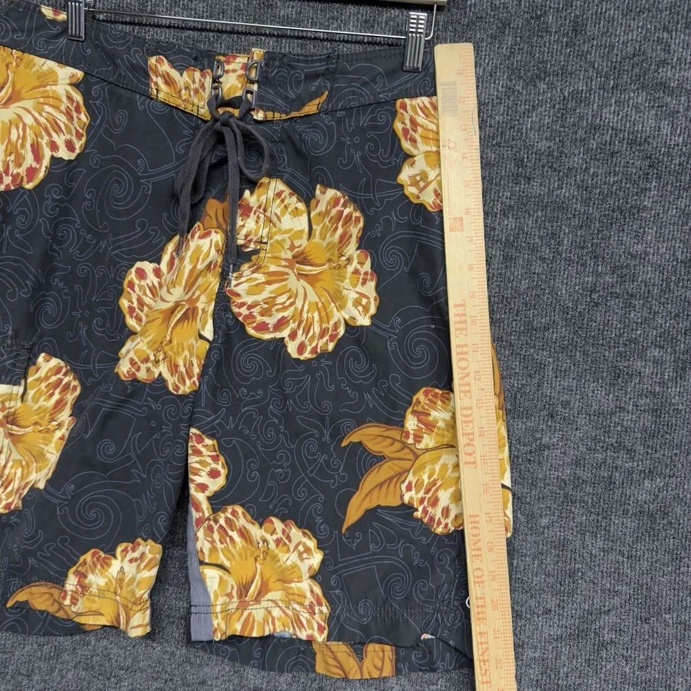 VTG Billabong Board Shorts Mens 34 Floral Hibiscus Swim Trunks 2000s Surf Y2K
